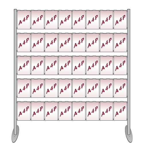 upright ladder display with 40x A4P small bases